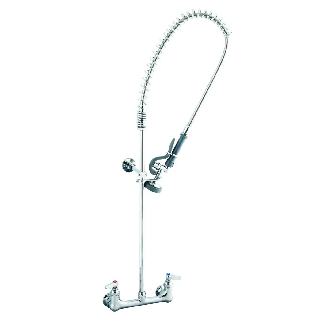T&S Brass B-0133-CRB-145X Pre-Rinse Unit, 8" Wall Mount, 12" Riser, Spray Valve
