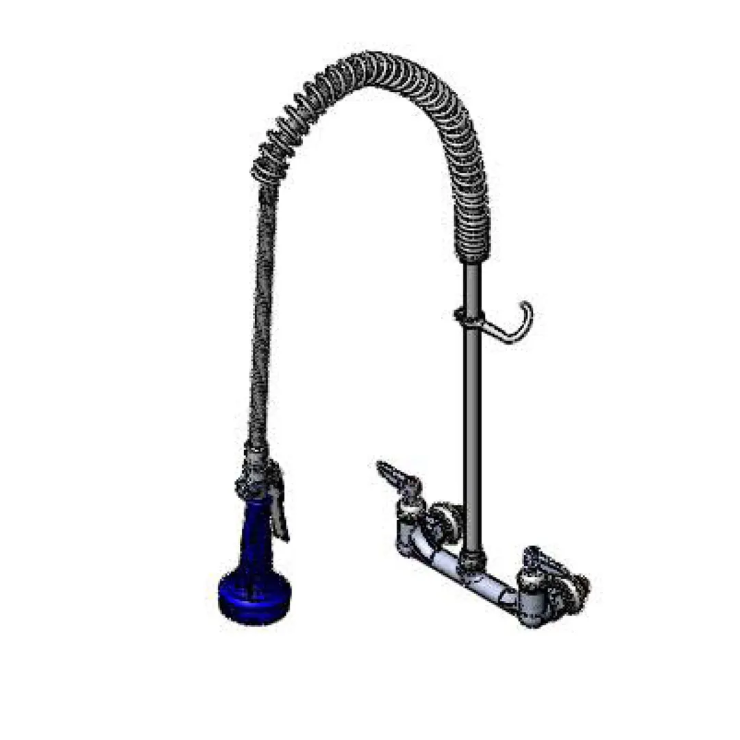 T&S Brass B-0133-EE-CR-8C Pre-Rinse Unit, 8" Oc Wall Mount