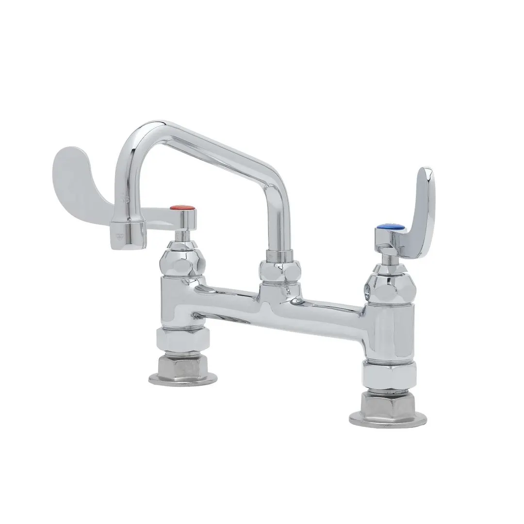 T&S Brass B-0220-061X-WH4 Mixing Faucet, Deck Mount, 8" Adjustable Center