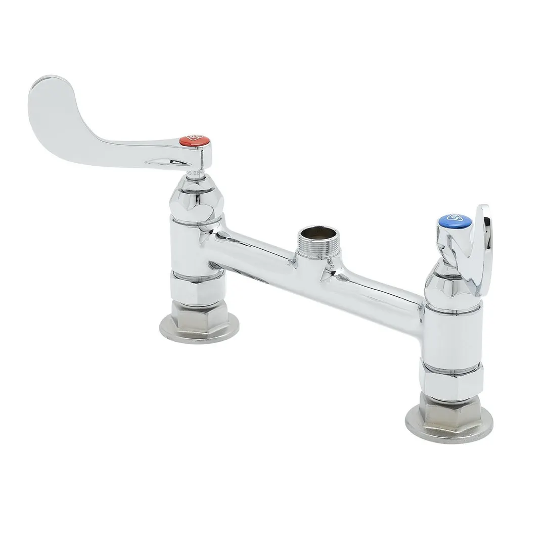 T&S Brass B-0220-LN-WH4 Mixing Faucet, Double, Deck Mount, 8" Adjustable Center