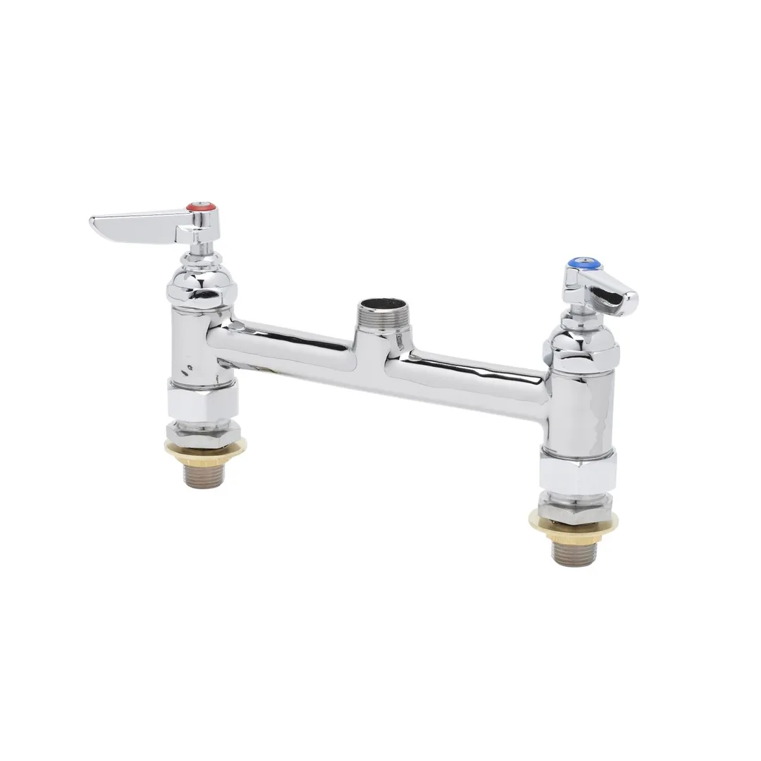 T&S Brass B-0220-LNCC Pantry, Double, Swivel Base Faucet, 8" Centers, Deck Mount