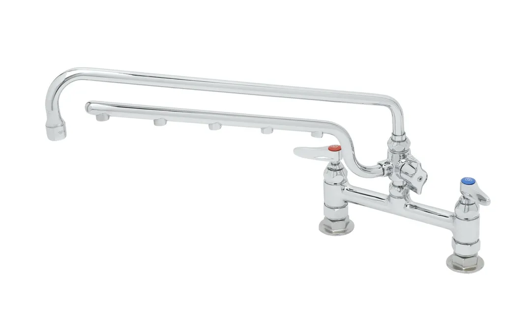 T&S Brass B-0220-U18 Ultrarinse 8” Deck Mount Mixing Faucet with Polished Chrome Plated Brass Body