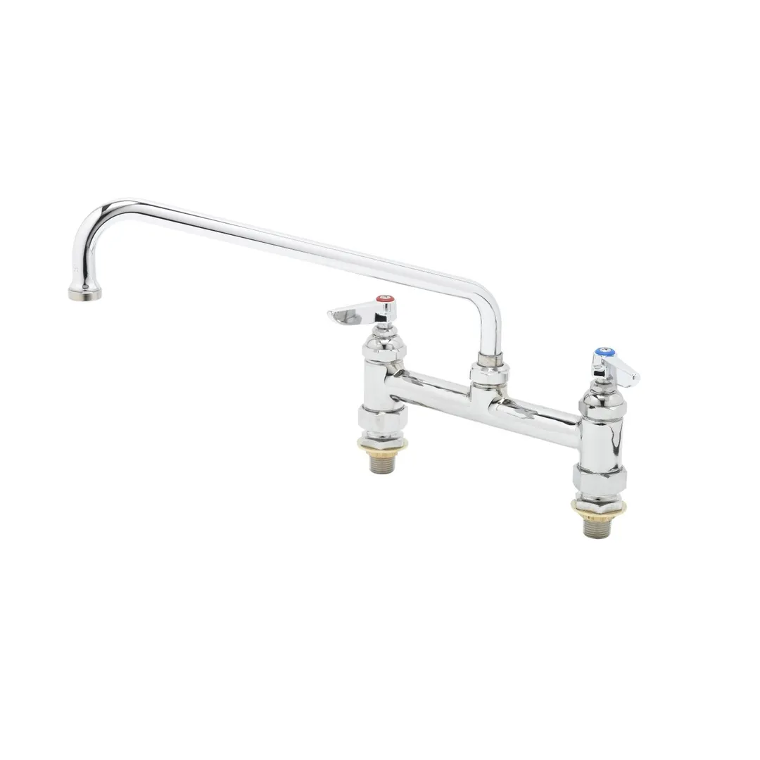 T&S Brass B-0221-CC-CR Mixing Faucet, Deck Mount, 8" Centers, 12" Swing Nozzle