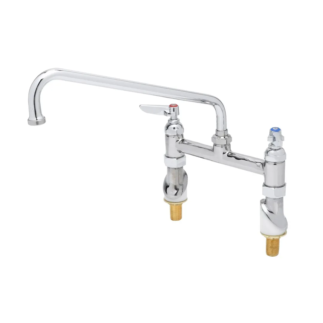 T&S Brass B-0221-KK Pantry Faucet, Double, 12" Swing Nozzle, Deck Mount