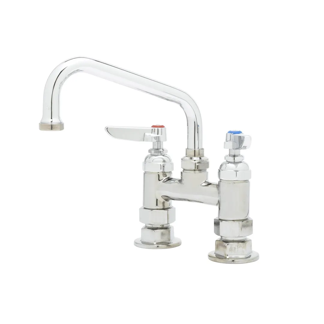T&S Brass B-0228-CR Pantry Faucet, Double, Deck Mount, 4" Centers