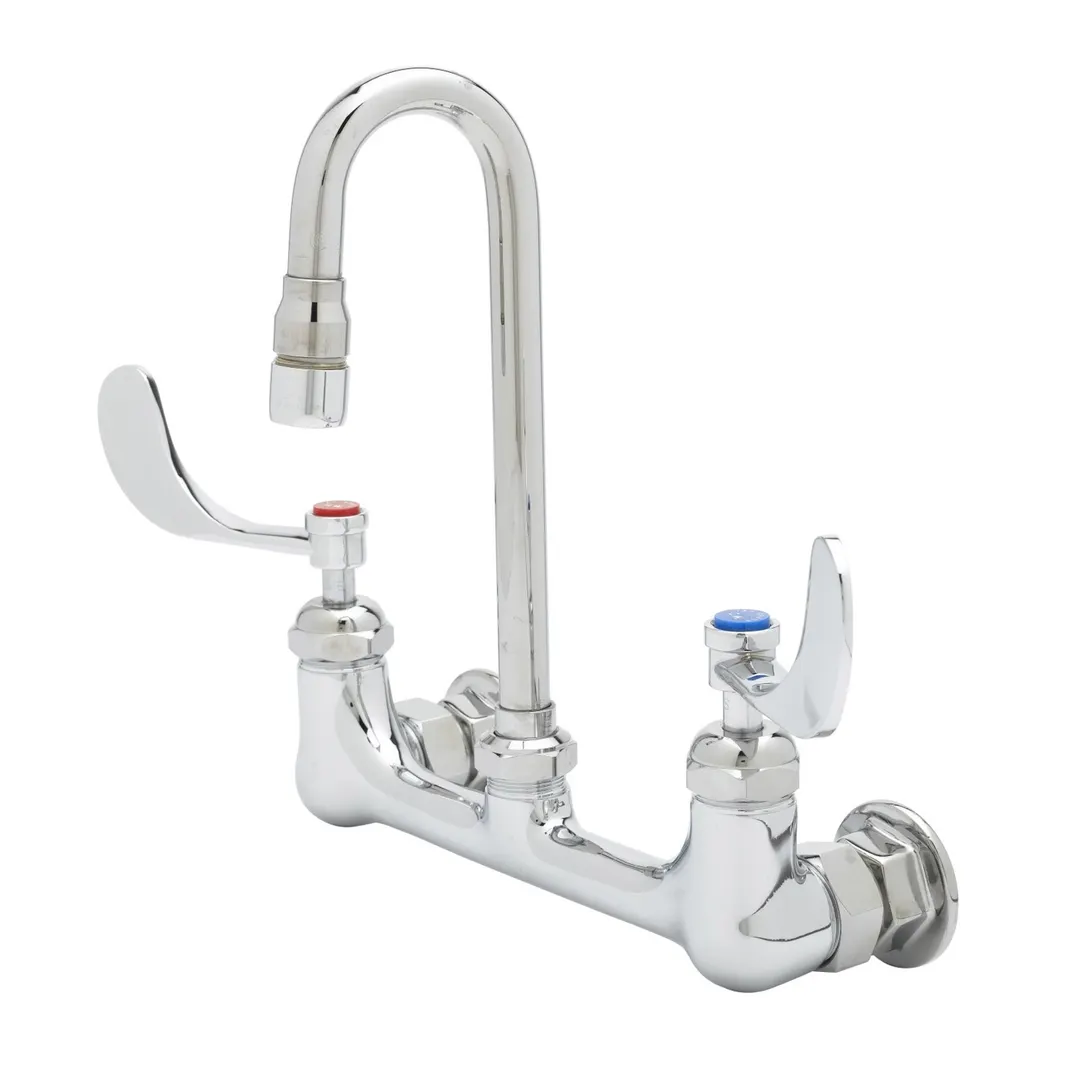 T&S Brass B-0230-CR-WH4 Mixing Faucet, 8" Centers, Wall Mount