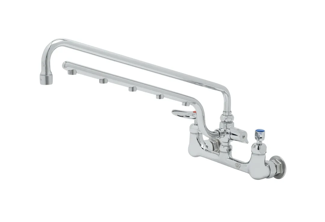 T&S Brass B-0230-U18-CR Ultrarinse 8” Wall Mount Mixing Faucet with Polished Chrome Plated Brass Body