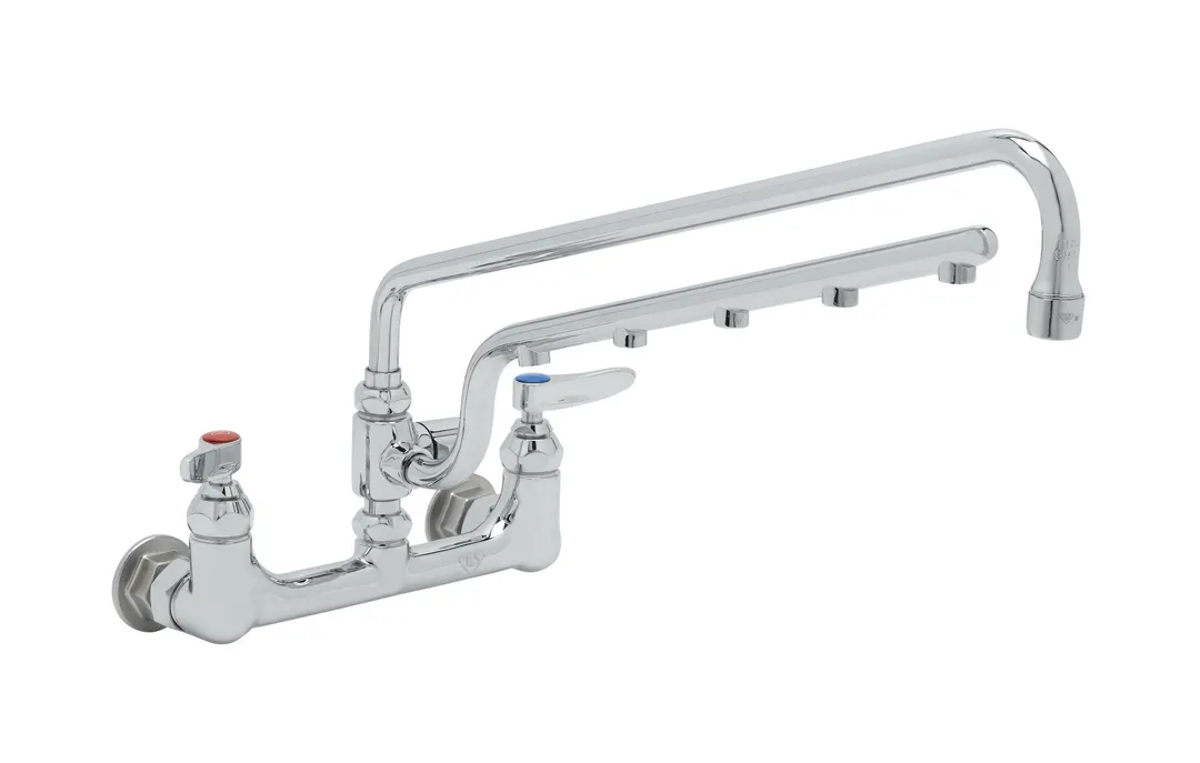 T&S Brass B-0230-U18 Ultrarinse 8” Wall Mount Mixing Faucet with Polished Chrome Plated Brass Body