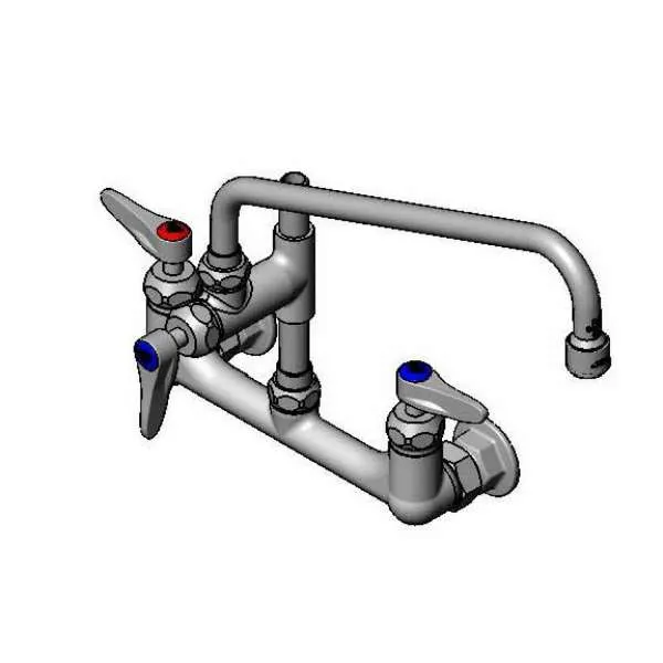 T&S Brass B-0231-A12CR-GE Pantry Faucet, Double, Wall Mount, 8" Centers