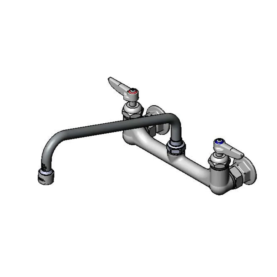 T&S Brass B-0231-CR-SC-F1 Pantry Faucet, Double, Wall Mount, 8" Centers