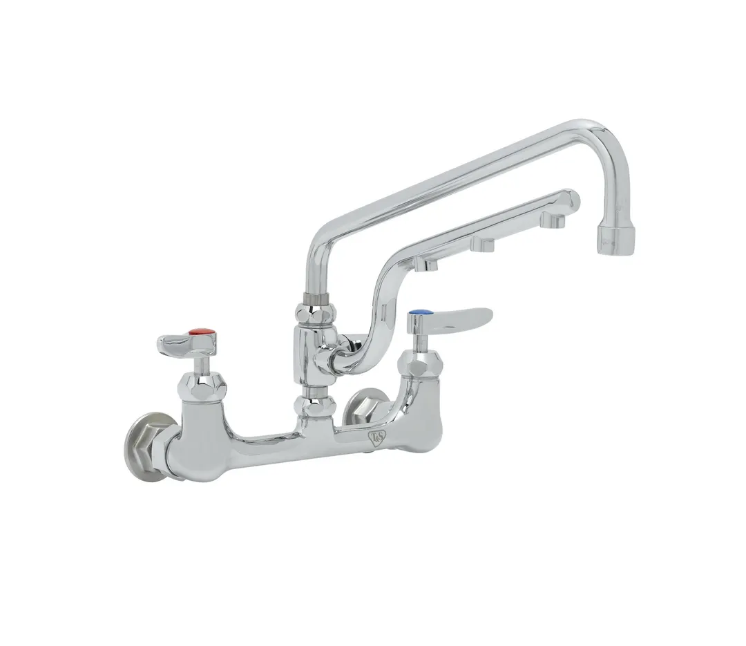 T&S Brass B-0231-U12-CR Ultrarinse 8” Wall Mount Mixing Faucet with Polished Chrome Plated Brass Body