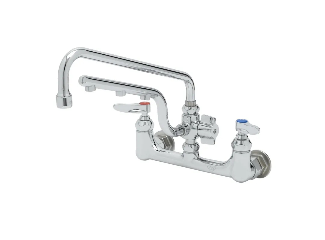 T&S Brass B-0231-U12 Ultrarinse 8” Wall Mount Mixing Faucet with Polished Chrome Plated Brass Body