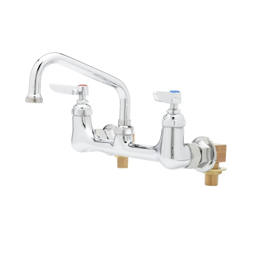 T&S Brass B-0232-ELK Pantry Faucet, Double, 6" Swing Nozzle, Wall Mount, 8" C/C
