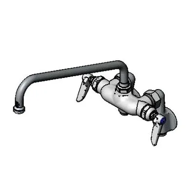 T&S Brass B-0241 Sink Mixing Faucet, 12" Swing Nozzle, Wall Mounted