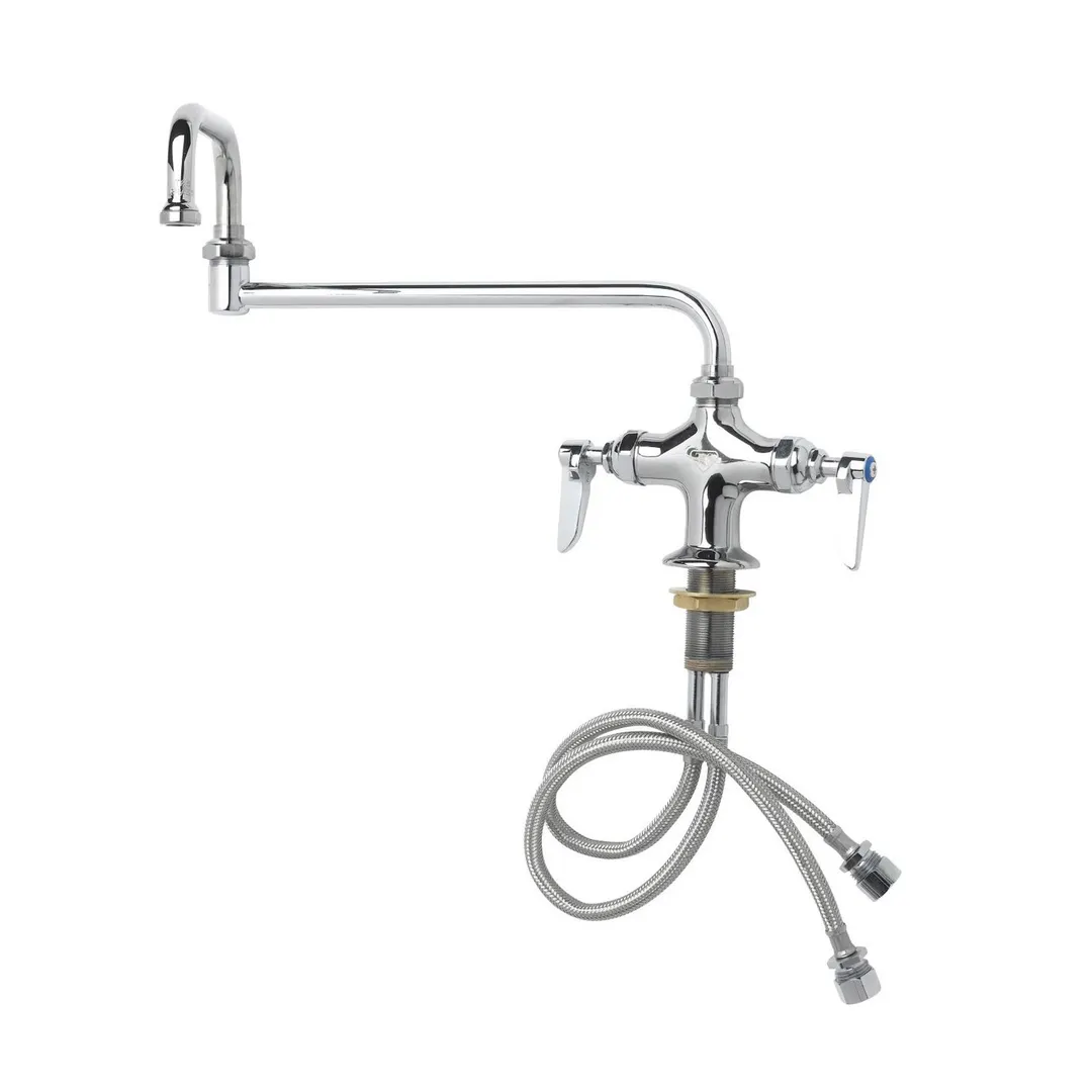 T&S Brass B-0252 Double Pantry Faucet, Deck Mount, Single Hole Mixing Valve