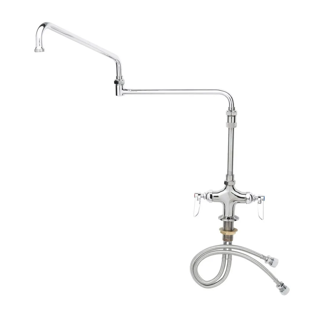 T&S Brass B-0268-02 Double Pantry Faucet, Deck Mount, 6" Swing Nozzle