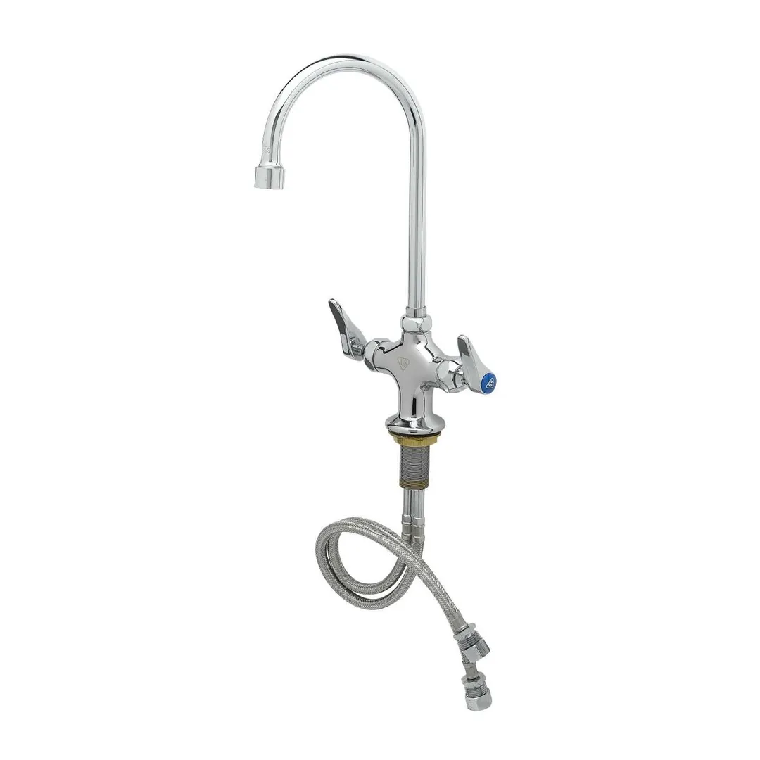 T&S Brass B-0300-VR4-WS Double Pantry Faucet, Deck Mount, Single Hole Base
