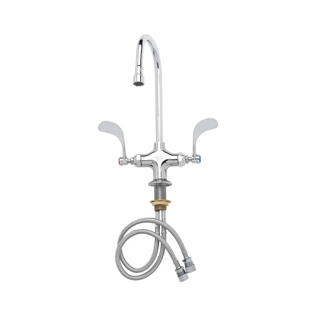 T&S Brass B-0300-VR4 Double Pantry Faucet, Deck Mount, Single Hole Base