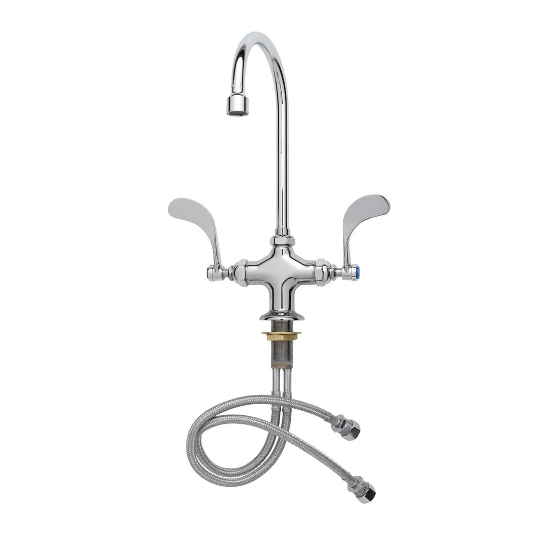 T&S Brass B-0309 Double Pantry Faucet, Single Hole Base, 4" Spreader