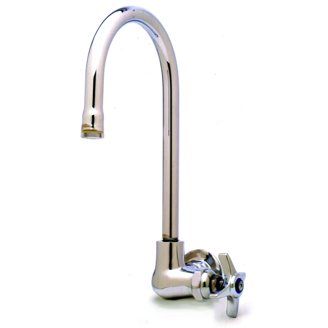 T&S Brass B-0310 Single Sink Faucet, with Gooseneck, Wall Mounted