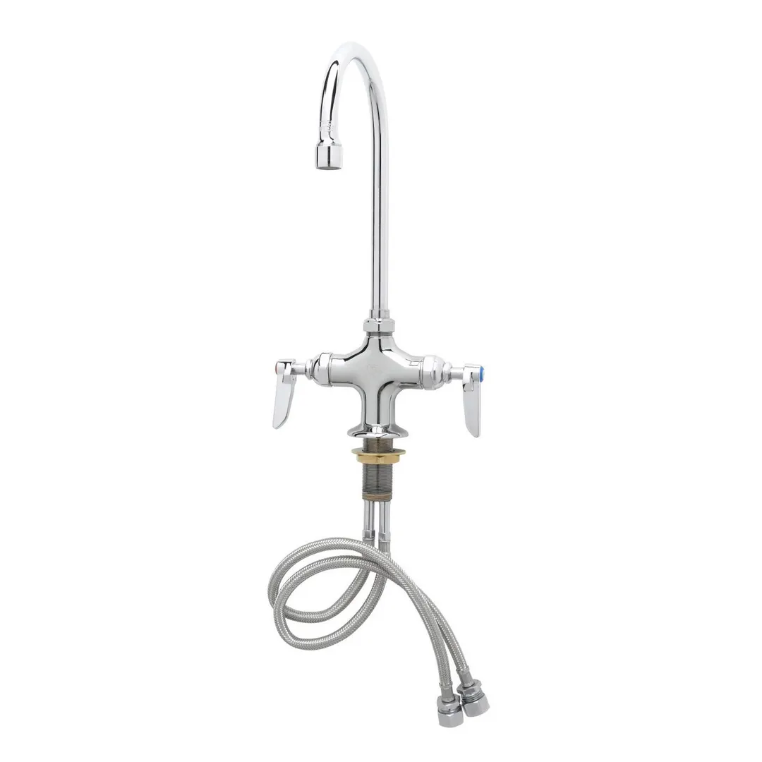 T&S Brass B-0314 Double Pantry Faucet, 4" Spreader, Swivel Gooseneck