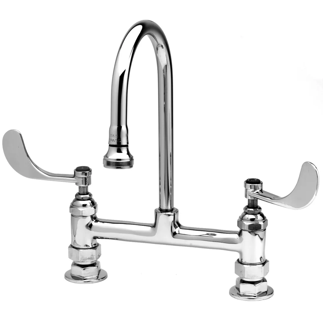 T&S Brass B-0323-04 Medical Faucet, Deck Mount, 8" Center, Rigid Gooseneck