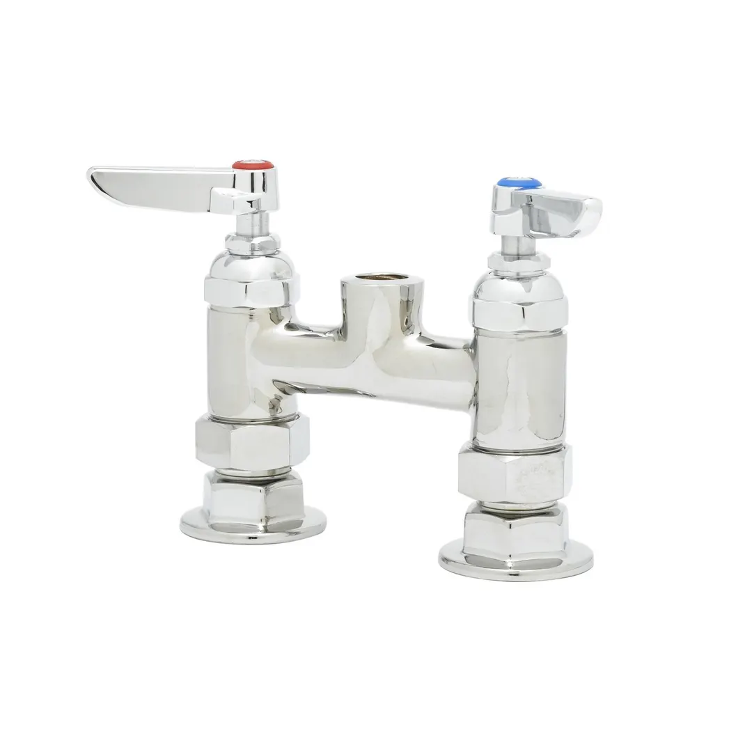T&S Brass B-0325-LNCC Pantry Faucet, Double, Deck Mount, 4" Centers