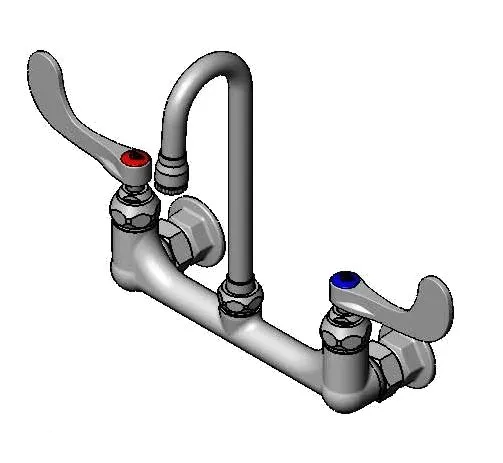 T&S Brass B-0330-01-WH4 Mixing Faucet, Wall Mount, 8" Adjustable Centers