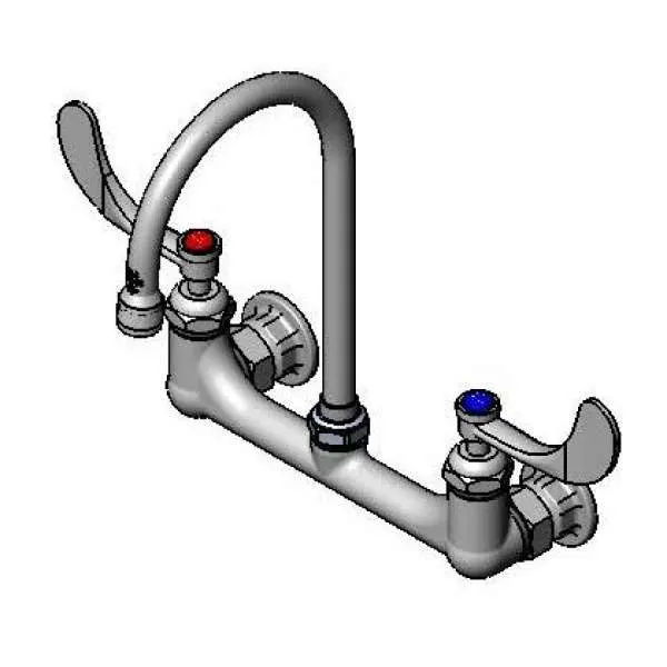 T&S Brass B-0331-CR4-L22 Double Pantry Faucet, Wall Mount, 8" Adjustable Centers