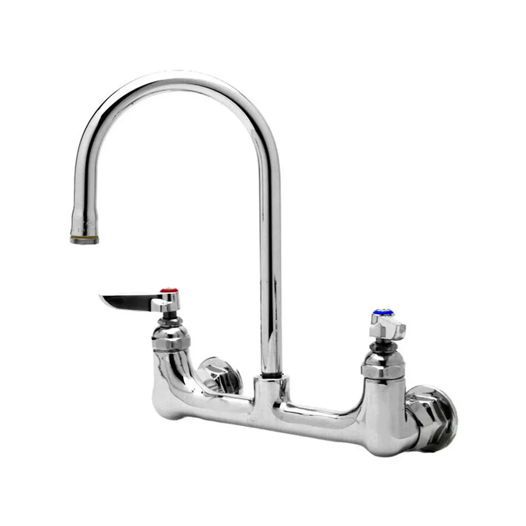 T&S Brass B-0331-VF035-EL Double Pantry Faucet, Wall Mount, 8" Centers