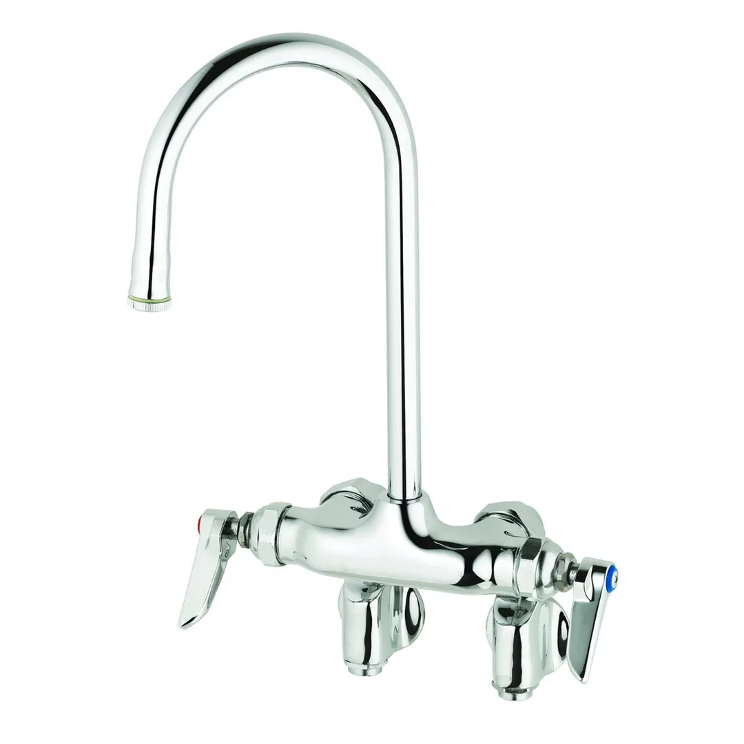 T&S Brass B-0342 Faucet, Splash Mounted, Rigid Gooseneck, 4" Oc