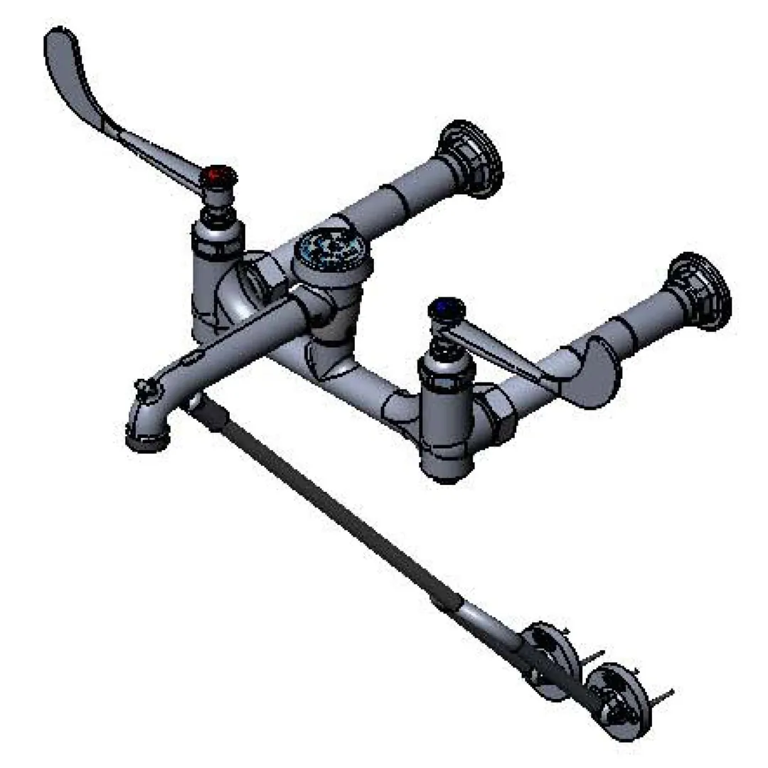 T&S Brass B-0363 Service Sink Faucet, Wall Mount, 8" Centers, Vacuum Breaker