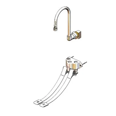 T&S Brass B-0504-537K Pedal Valve, Double, Wall Mount, 6" Rigid Gooseneck
