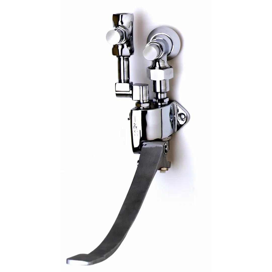 T&S Brass B-0508-02 Pedal Valve, Single, Wall Mounted, For Hot or Cold Water