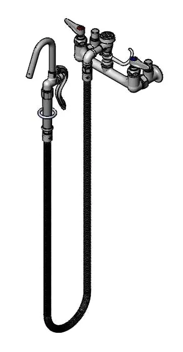 T&S Brass B-0610-JJ Pot Filler Faucet, Splash-Mounted, 8" Centers