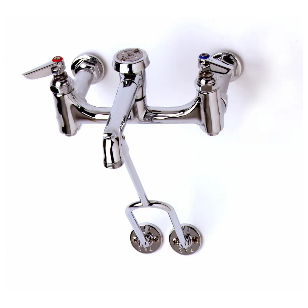 T&S Brass B-0655-BSTP-CR Service Sink Faucet, 8" Centers, Wall Mount