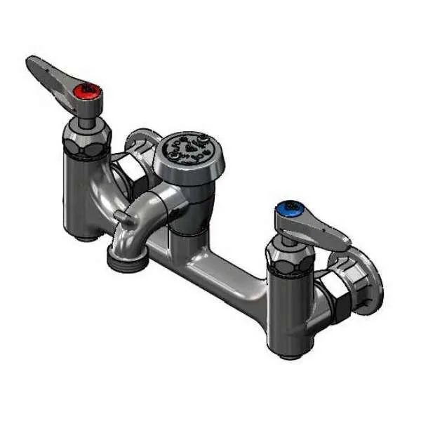 T&S Brass B-0674-CR-BSTP Service Sink Faucet, Wall Mount, 8" Centers