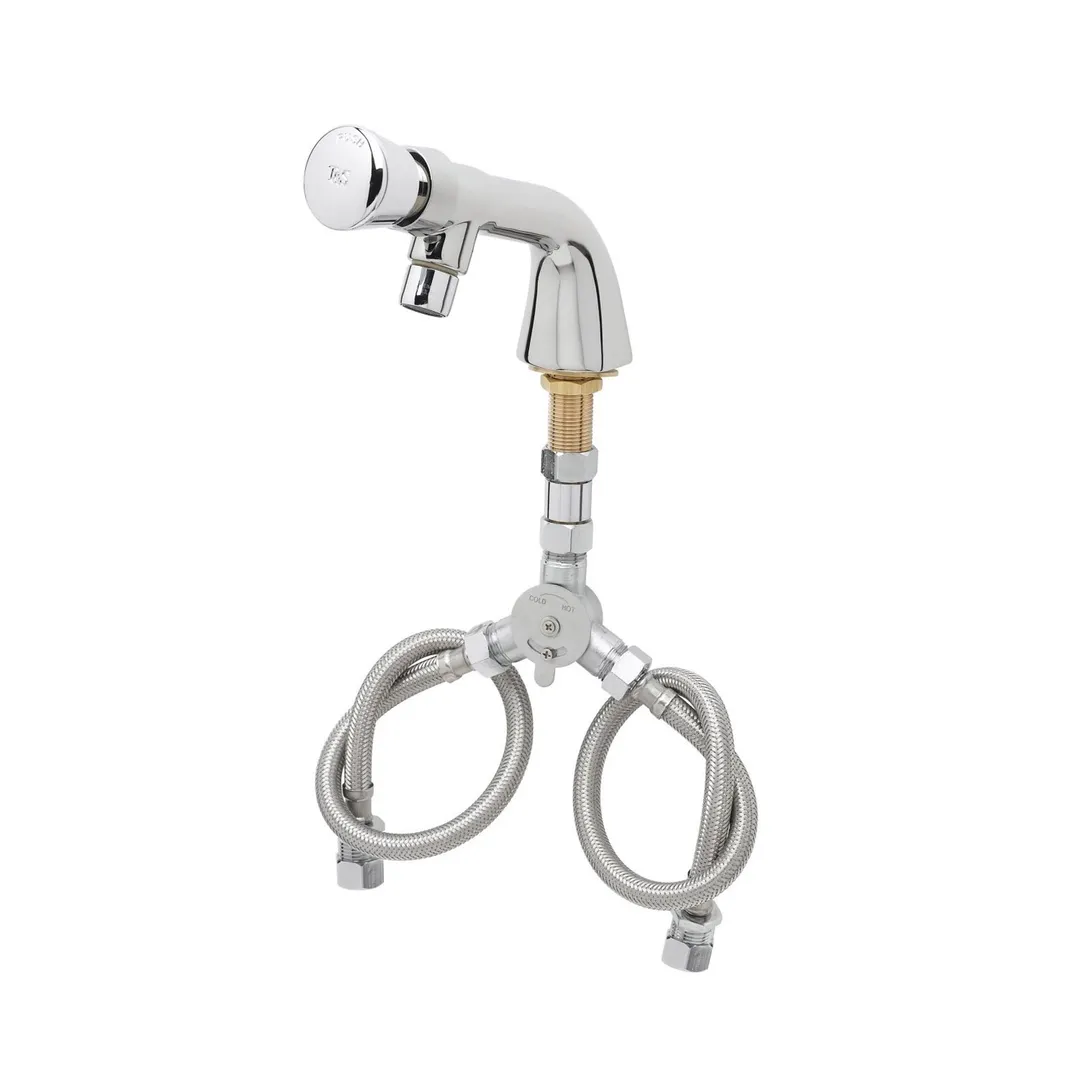 T&S Brass B-0807 Mixing Faucet, Slow Self-Closing, Heavy Duty, Push Button