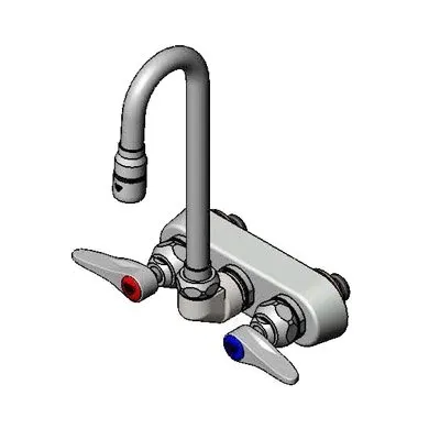 T&S Brass B-1115-132X Faucet Workboard, Wall Mount, 4" Centers, 132X Gooseneck