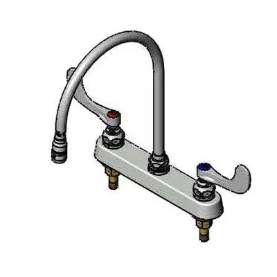 T&S Brass B-1120-135X-WH4 Workboard Faucet, Deck Mount with 8" Centers