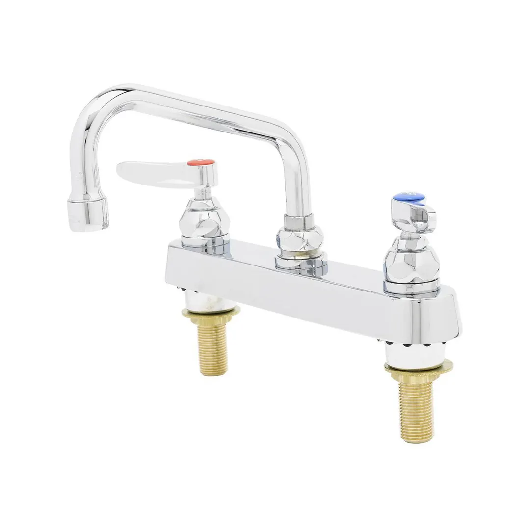 T&S Brass B-1120-XS-F12 Workboard Faucet, Deck Mount with 8" Centers