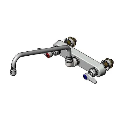 T&S Brass B-1128-XS Workboard Faucet, Wall Mount, 8" Centers, 12" Swing Spout