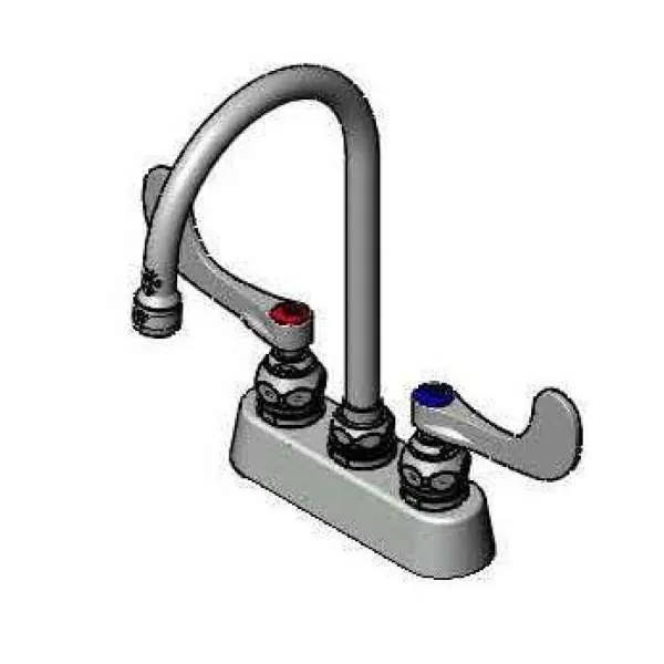 T&S Brass B-1140-WH4 Workboard Mixing Faucet, Deck Mount, 3-1/2" Centers