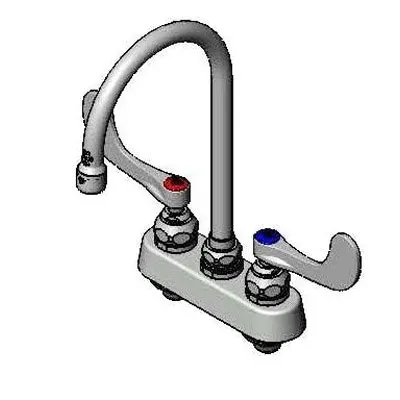 T&S Brass B-1141-04 Faucet Workboard, Deck Mount, 4" Center, Swivel Gooseneck