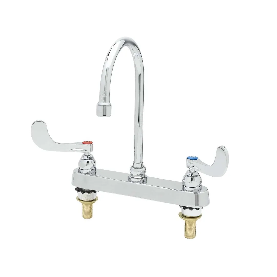T&S Brass B-1142-04XS-F12 Workboard Faucet, Deck Mount, 8" Oc