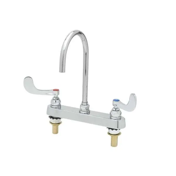 T&S Brass B-1142-QT5XPF15 Workboard Mixing Faucet, Deck Mount, 8" Centers