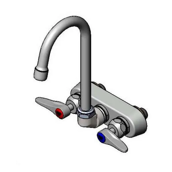 T&S Brass B-1146-02A-CR Workboard Faucet, Wall Mount, 4" Centers