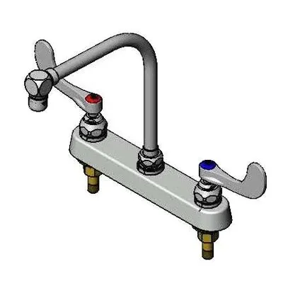 T&S Brass B-1149 Faucet Workboard, Deck Mount, 8" Center, Swing Gooseneck