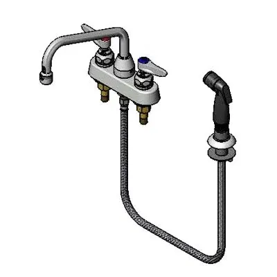 T&S Brass B-1171-07 Lavatory Faucet, Deck Mounted, 4" Centers, 8" Swing Spout