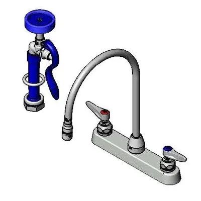 T&S Brass B-1172-96-135X Faucet Workboard, 8" C/C, Gooseneck, Aerator, Flex Hose